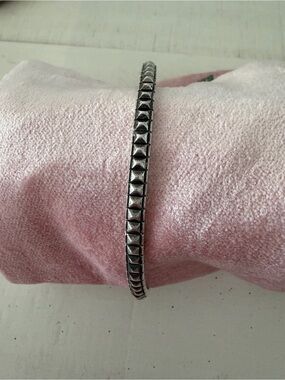 Silver Pyramid Stud Stretch Bracelet - Women